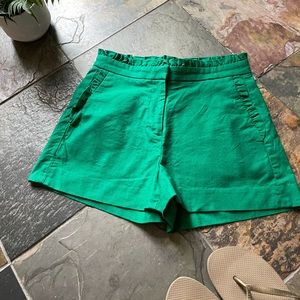 JCrew Green High Rise Ruffle Short , Size 0
